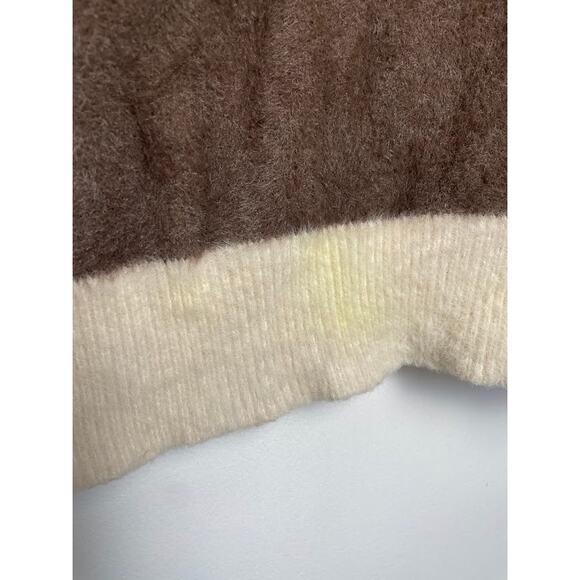 Michelle Nicole Wool Sweater Brown Turtleneck Fall Pullover Geometric Retro Sz M - Picture 10 of 14